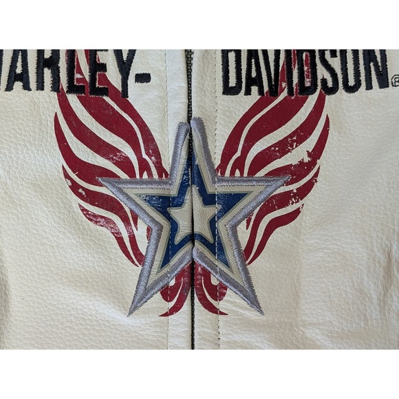 VTG Harley Davidson Women 2XL Leather Motorcycle Vest Gloves Set Black Red White - Picture 16 of 16